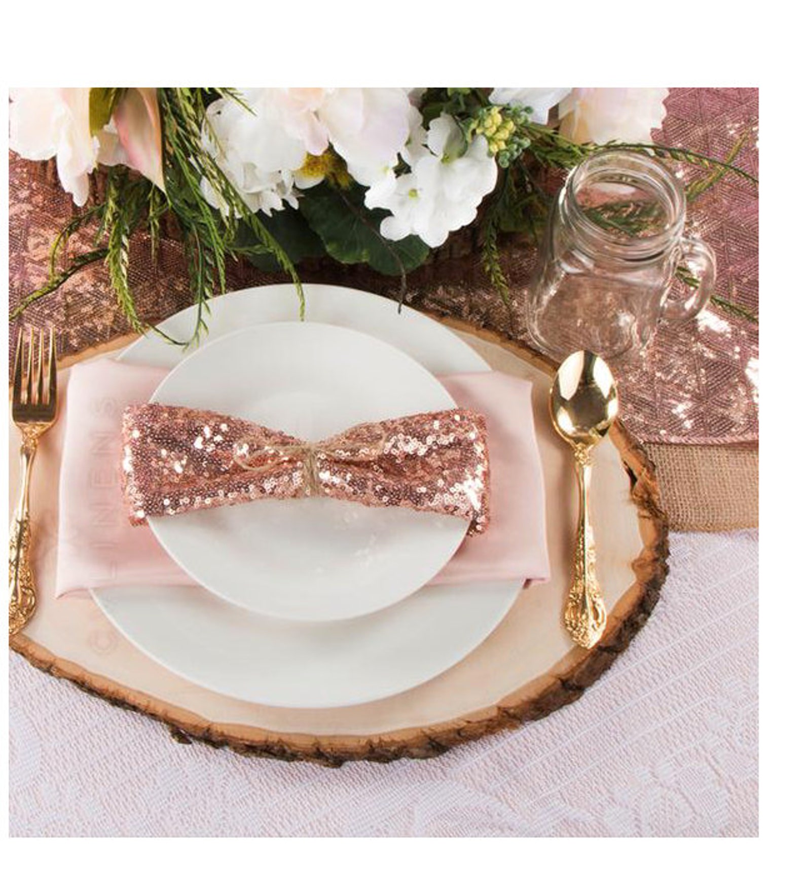 Rose Gold/blush Sequin Napkin 20x20, Rose Gold Sequin Napkins, Wedding