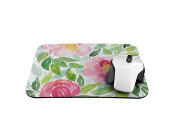 Pink Peonies Floral Mousepad, Cute Mousepad| Flower Mousepad | Mousepad Flower | Office Accessories| Desk Accessories | Square Mousepad