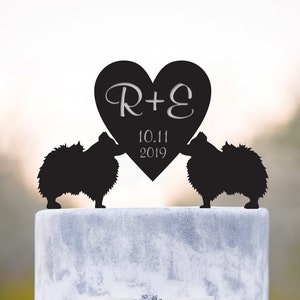 Wedding Cake Topper, Dog Cake Topper, Pomeranian Cake Topper, Custom Cake Topper, Acrylic Cake Topper, Wedding Gift, Dogs Cake Topper, a87