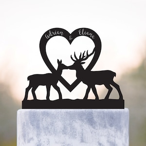 Décoration pour gâteau de mariage Son mâle et sa biche, décoration pour gâteau cerf, décoration pour gâteau cerf et biche, décoration pour gâteau mâle et biche, décoration pour gâteau de mariage couple cerf, a199