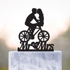 Bicycle couple cake topper,Bicycle wedding cake topper,Tandem bicycle cake topper,bicycle for two cake topper,Bicycle lovers topper,a197