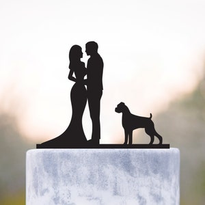 Wedding Cake Topper, Dog Cake Topper, Boxer Dog Cake Topper, Custom Cake Topper, Acrylic Cake Topper, Wedding Gift, Couple Cake Topper, a13