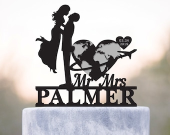 Travel mr and mrs wedding cake topper,Travel the world cake topper,travel theme wedding mr mrs  cake topper,Travel wedding cake topper,a4