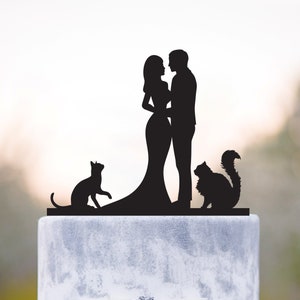 Mr and mrs wedding cake topper with two cats,Cat wedding topper,Cat cake topper,cat cake toppers,cat topper,kitty cake topper,cat topper,a11