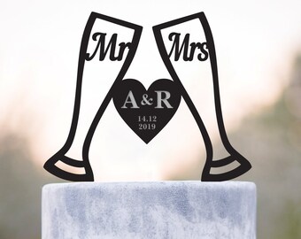 Beer glasses wedding cake topper,Beer cake topper,Mr and mrs cake topper,beer lovers cake topper,cheers and beer cake topper,cake topper,a67