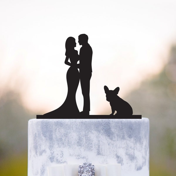 Topper de gâteau de mariage avec chien, Français bouledogue topper, bouledogue de Français, chien de gâteau topper, topper avec chien, topper de gâteau avec chien, topper de chien, a28