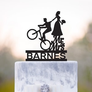 Bicycle wedding mr and mrs funny cake topper,bicycle couple mr and mrs wedding cake topper,bike wedding mr mrs funny cake topper,a269