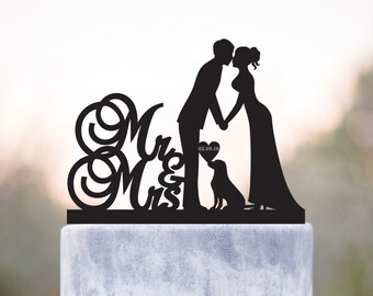 Mr Mrs labrador retriever cake topper, Wedding cake topper with retriever, Labrador retriever cake topper, Black lab cake topper, a313