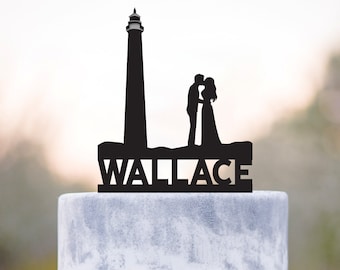 Lighthouse cake topper,lighthouse theme mr and mrs wedding cake topper,lighthouse nautical cake topper,lighthouse wedding cake topper,a322