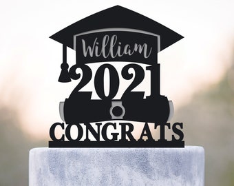 Personalized Graduation Cake Topper, Acrylic Congrats Cake Decoration, a521