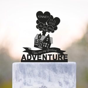 Adventure Wedding Cake Topper, Up House Anniversary Cake Decor, a541
