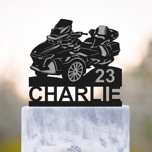 Birthday Cake Topper, Trike Motorcycle Cake Topper with Name, 3 Wheel Motorcycle Cake Topper, Custom Cake Topper, Acrylic Cake Topper, a572