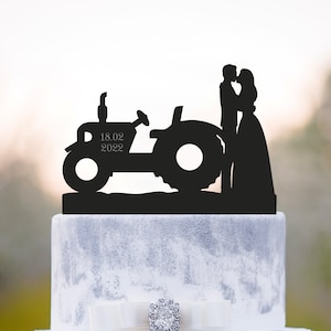 Custom tractor wedding cake topper,farmer wedding cake topper,farm wedding bride and groom cake topper,personalized tractor cake topper,a463