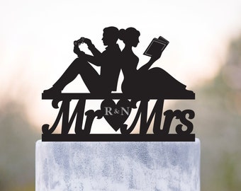 Game controller book worm wedding topper,book nerd cake topper,Gamer wedding book lover topper,video game bookish wedding cake topper,a404