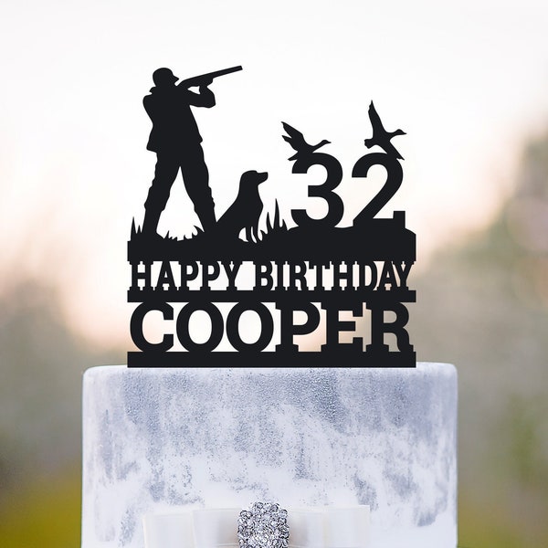 Hunting birthday cake topper,duck hunting cake topper with name,duck hunter topper birthday cake,hunting birthday decorations,a566