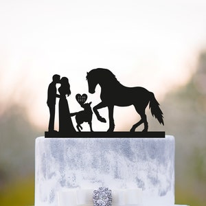 Custom country wedding animal cake topper with german shepherd horse,pig wedding couple dog mr and mrs last name animal horse topper,a388