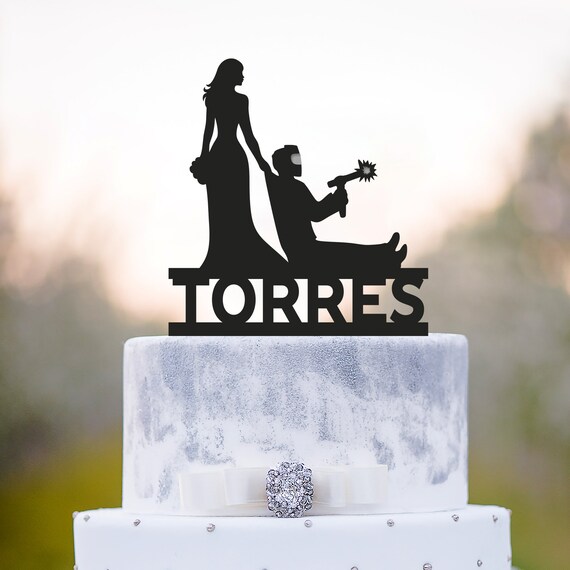 Personalized acrylic wedding cake topper with bride and groom