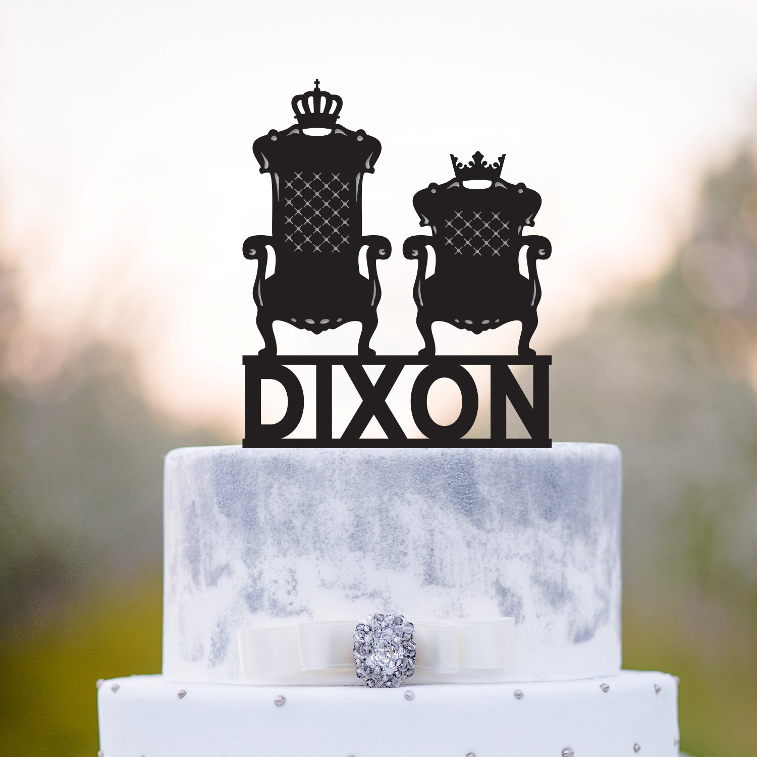 King And Queen Chairs Wedding Cake Topperhis Queen Her King Etsy