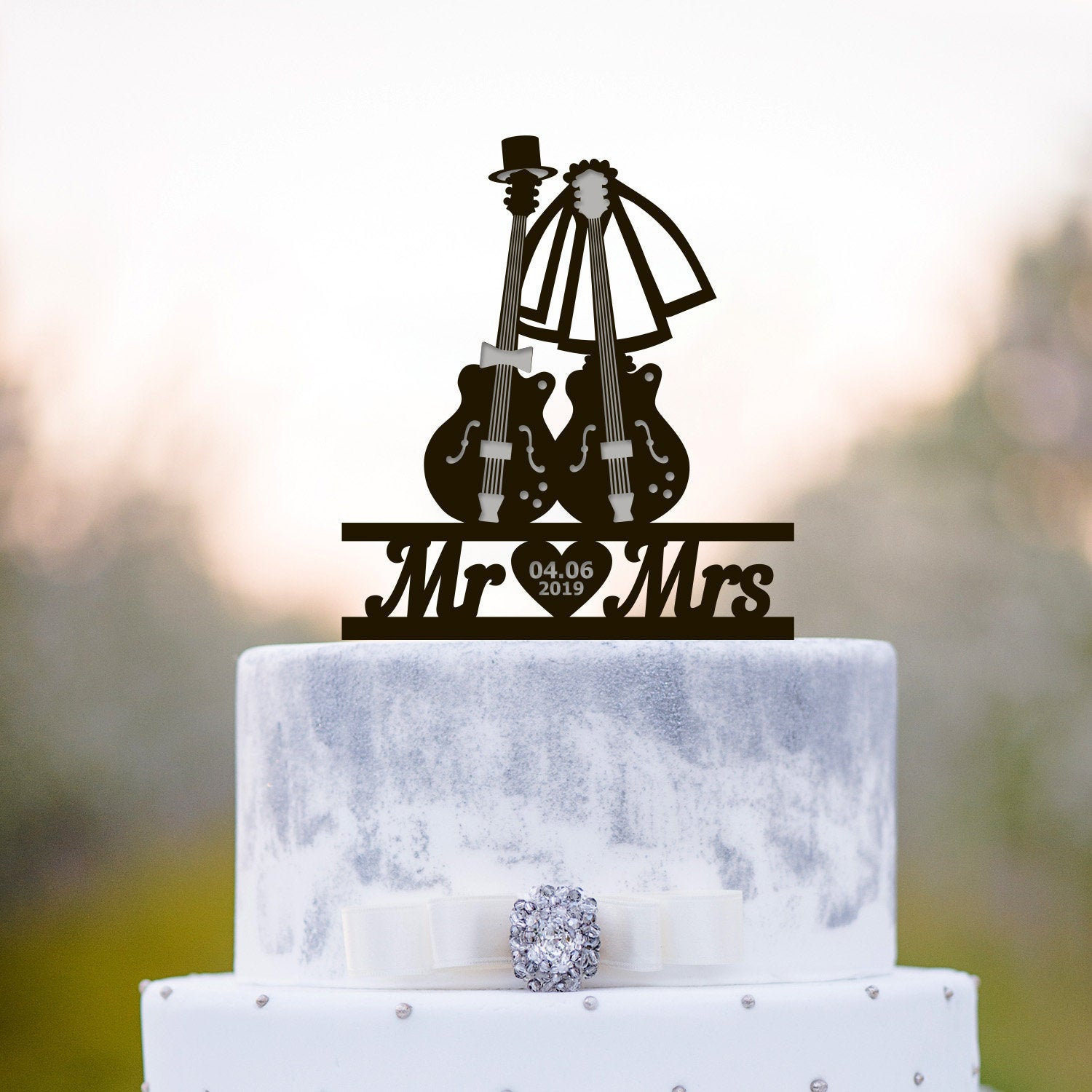 Wedding Cake Topper, Musician Mr Mrs Cake Topper, Guitar Cake Topper, Musician Cake Topper, Custom Acrylic Cake Topper, Wedding Gift,a239