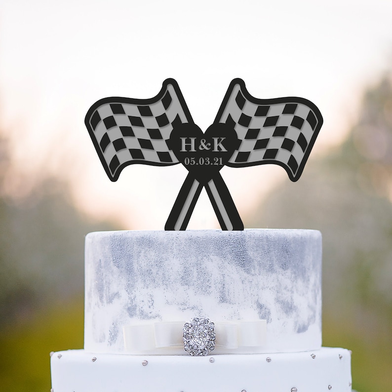 Custom Checkered Flag Racing Party Wedding Personalized Heart Etsy