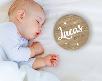 Personalized Baby Arrival Sign, Hello World My Name Is Sign, Birth Announcement Sign, Personalized 3D baby disc, Wooden Baby Name Sign,BD47