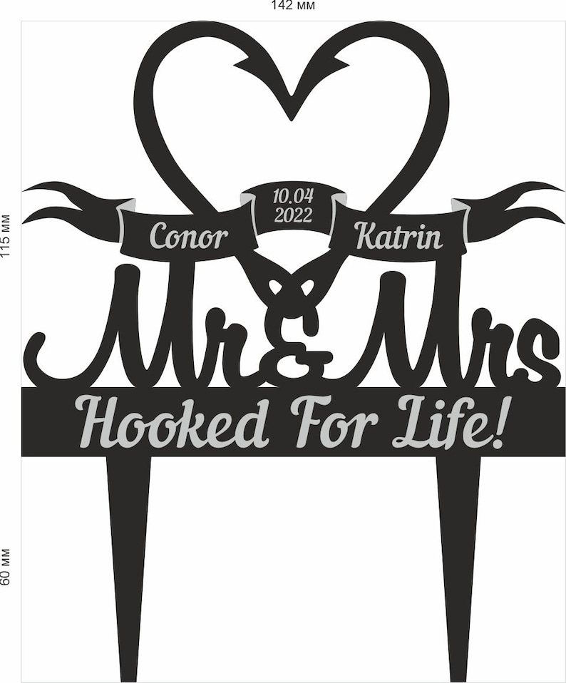 Custom Hooked for Life Cake Topper Mr and Mrs Weddingfish Etsy