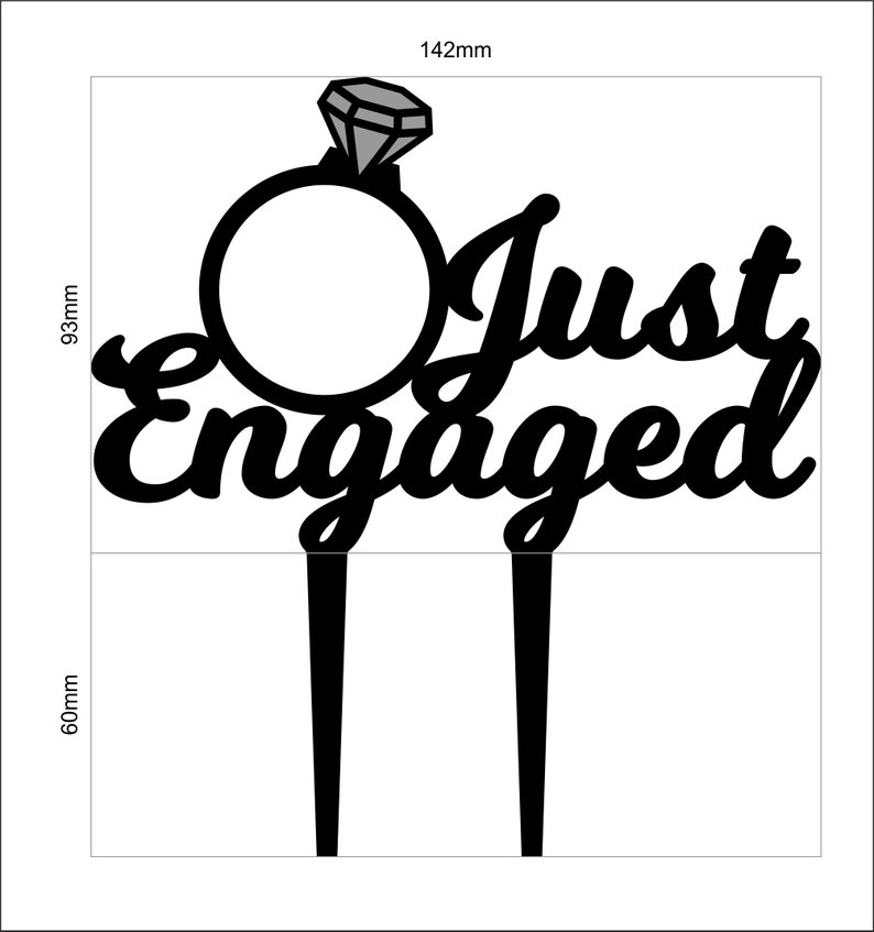 Just engaged ring cake topperwe're engaged cake Etsy