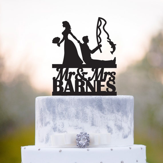 Fisherman Wedding Cake Topper,custom Fishing Wedding Cake Topper