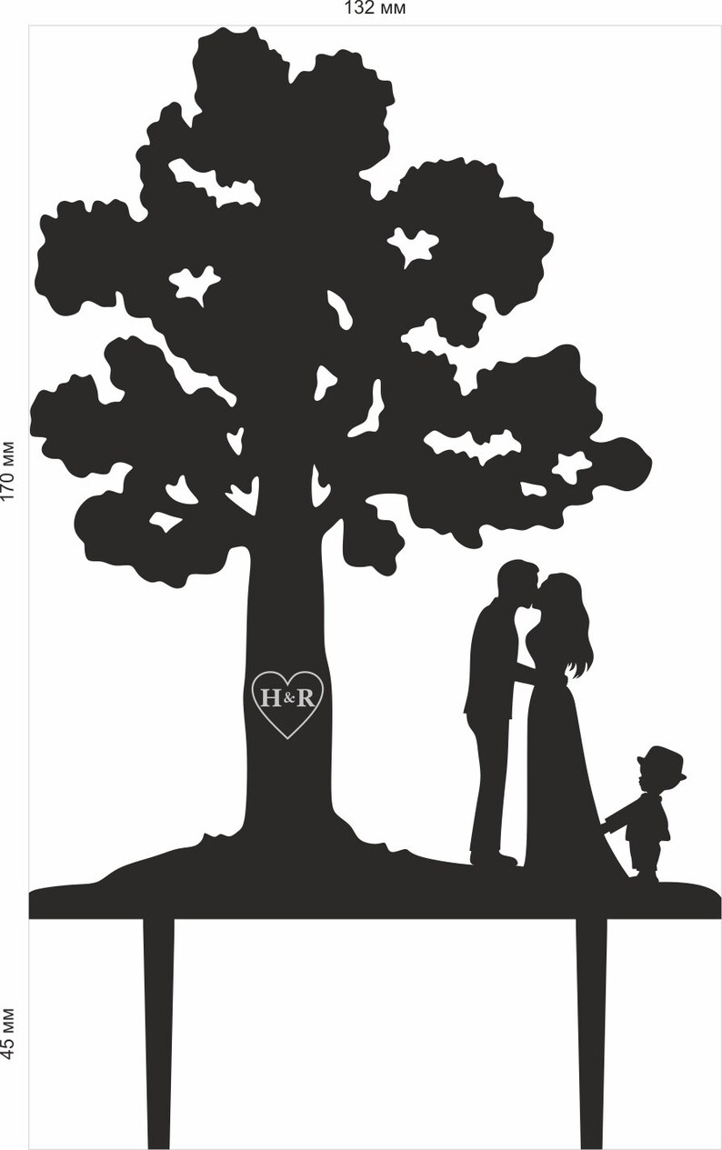 Tree Cake Topperfamily Wedding Cake Topper With Boybride and Etsy