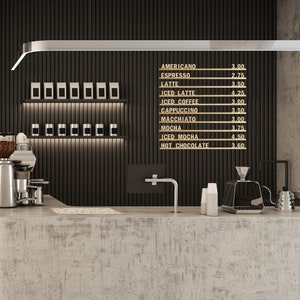 Menü-Tafel, veränderbare Buchstaben, Wand-Menü, veränderbare Menü-Schienen, Holz-Wand-Menü-Tafel, Café-Wand-Menü, hängendes Café-Menü-Schild, 2H2