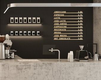 Changeable Letter Menu Board, Wood Cafe Sign, Wall Mounted Display