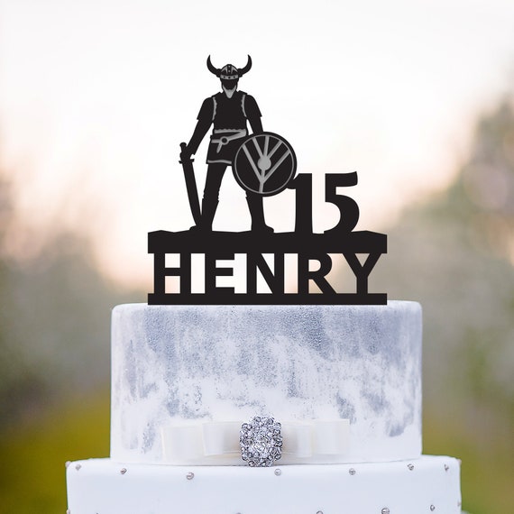 Custom Viking Birthday Funny Cake Topper Ageviking Warrior Etsy
