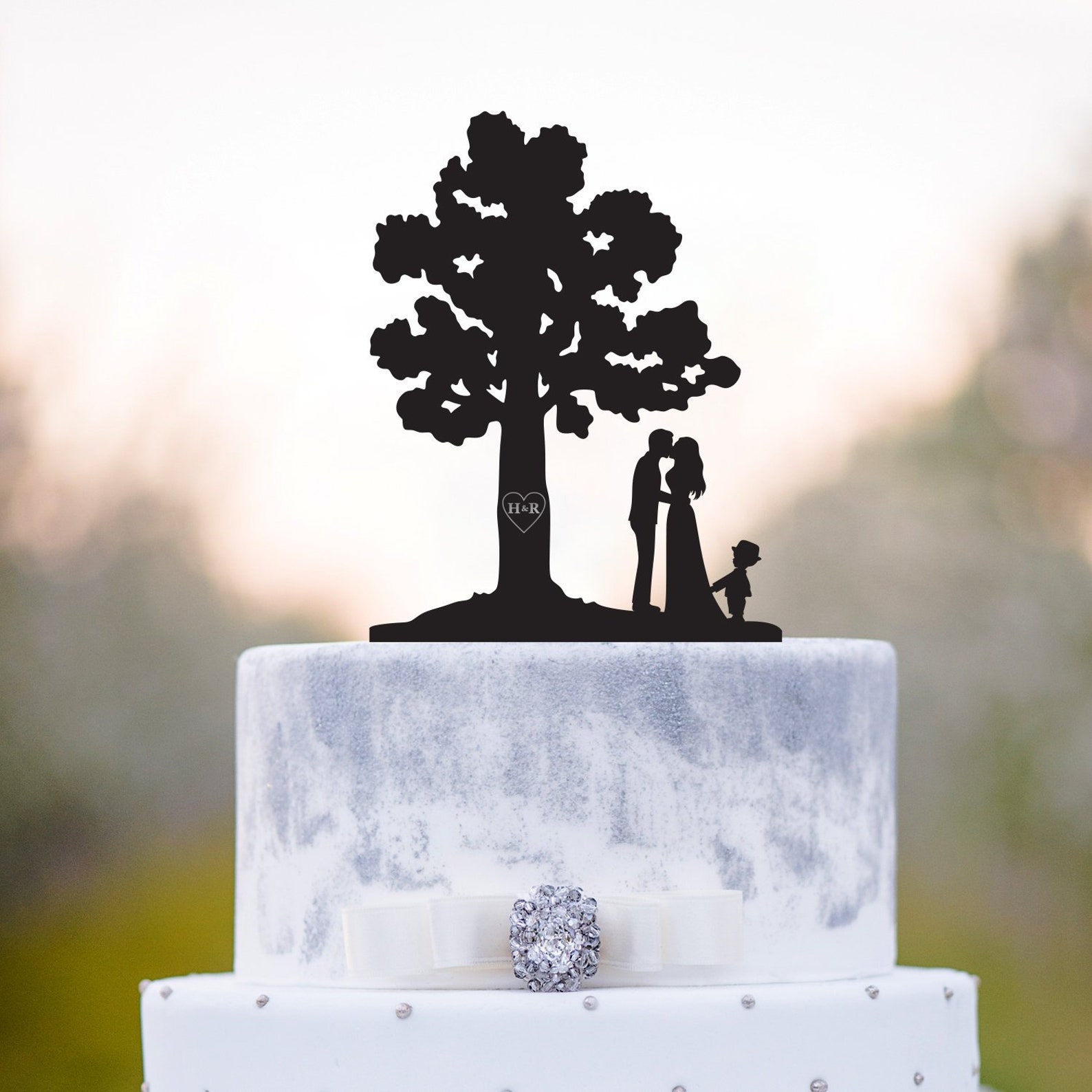 Tree cake topperFamily wedding cake topper with boybride and Etsy