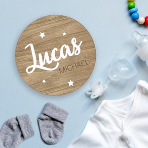 Baby Arrival Sign, Custom Baby Sign, Hello World My Name Is Sign, Birth Announcement Sign, Round Wooden Baby Plaque 3D, Baby Name Sign,BD48