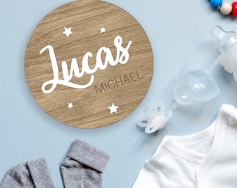 Baby Arrival Sign, Custom Baby Sign, Hello World My Name Is Sign, Birth Announcement Sign, Round Wooden Baby Plaque 3D, Baby Name Sign,BD48