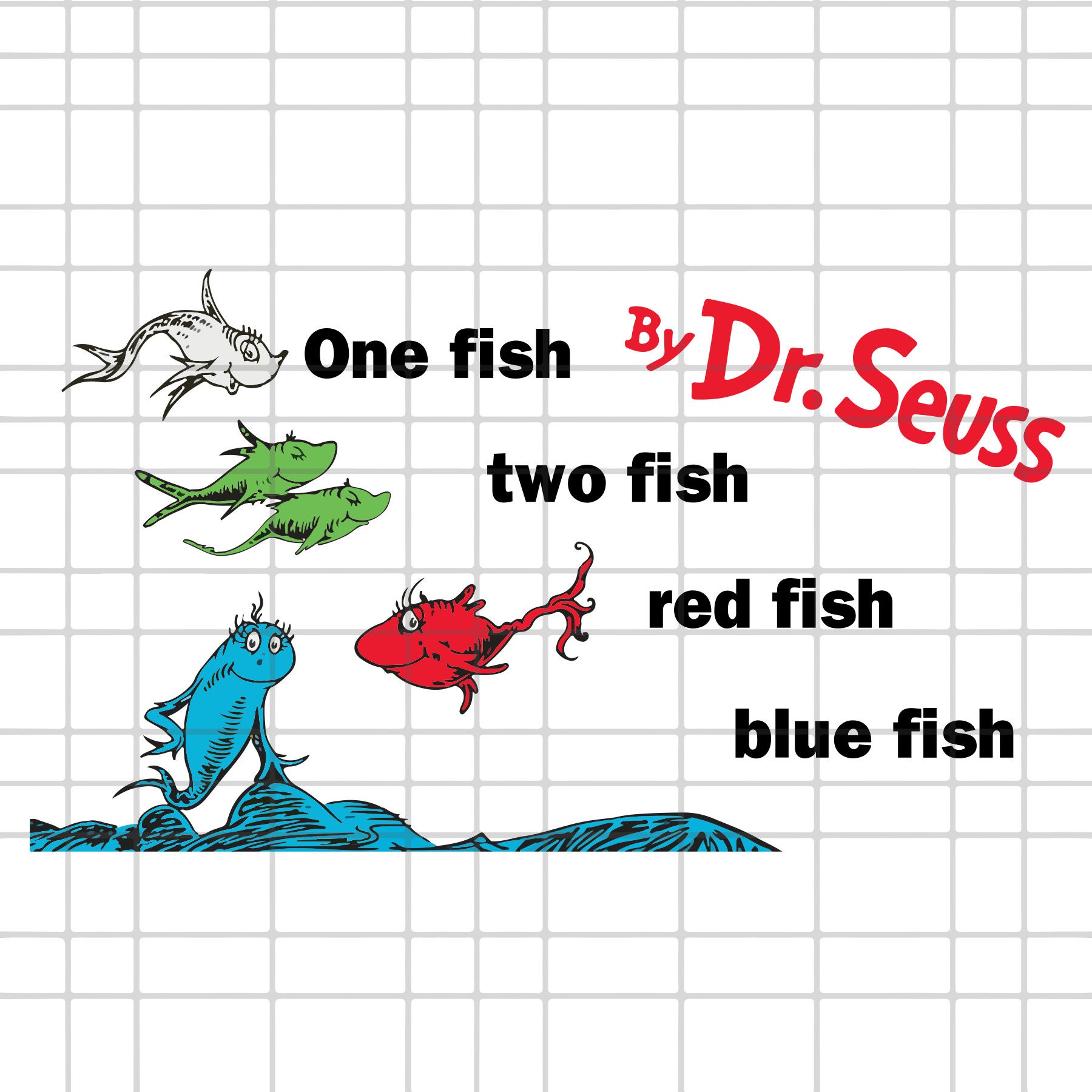 Download Dr. Seuss one fish two fish red fish blue fish Dr suess ...