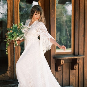 Boho Wedding Dress, Elopement Dress, The "Amara Dress", Lace Bohemian Dress, Handmade Wedding Gown, Maternity Dress, Lace Bridal Gown
