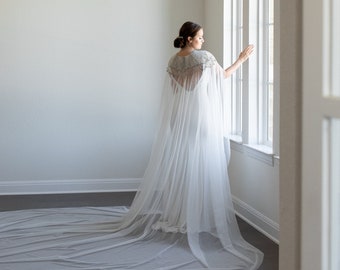 BEADED BRIDAL CAPE Wedding day cloak, bridal cover up, crystal rhinestone beaded tulle cape, gift for bride, wedding cape, wedding cloak