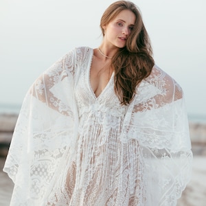 Boho Wedding Dress, The Jodileigh Dress, Beach gown, Elopement wedding dress, Lace Bohemian Dress, Handmade Wedding Gown, Beach Bridal Dress