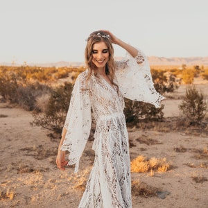 BOHO WEDDING DRESS, Elopement Dress, The "Feathered Dress",  Bohemian Dress, Handmade Wedding Gown, Maternity Dress, Bridal Gown, Elopement