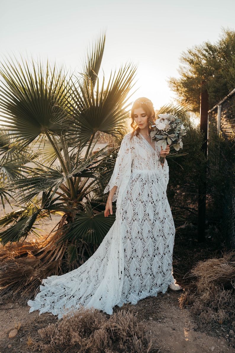 Boho Wedding Dress Elopement Dress The Feathered Etsy