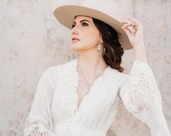 Lace Beach Wedding Gown: Boho Elopement Bridal Dress