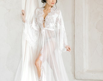 LACE BRIDAL ROBE for wedding day, bridal boudoir photo shoot, wedding night lingerie, maternity photo shoot, honeymoon lingerie, bridal gift