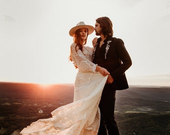 BOHO Elopement DRESS: BOHO Wedding Dress, Elopement DressSweet Embrace Dress, Lace Bohemian Elopement Dress, Handmade Wedding Gown