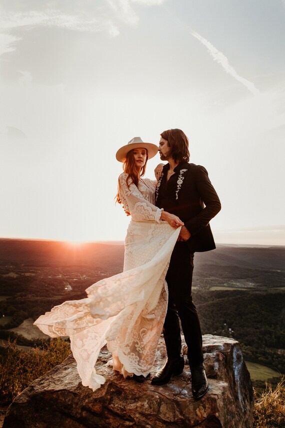 Boho Wedding Dress Elopement Dress the sweet Embrace Dress Lace Bohemian Dress Handmade Wedding Gown Maternity Dress Lace Bridal Gown Etsy
