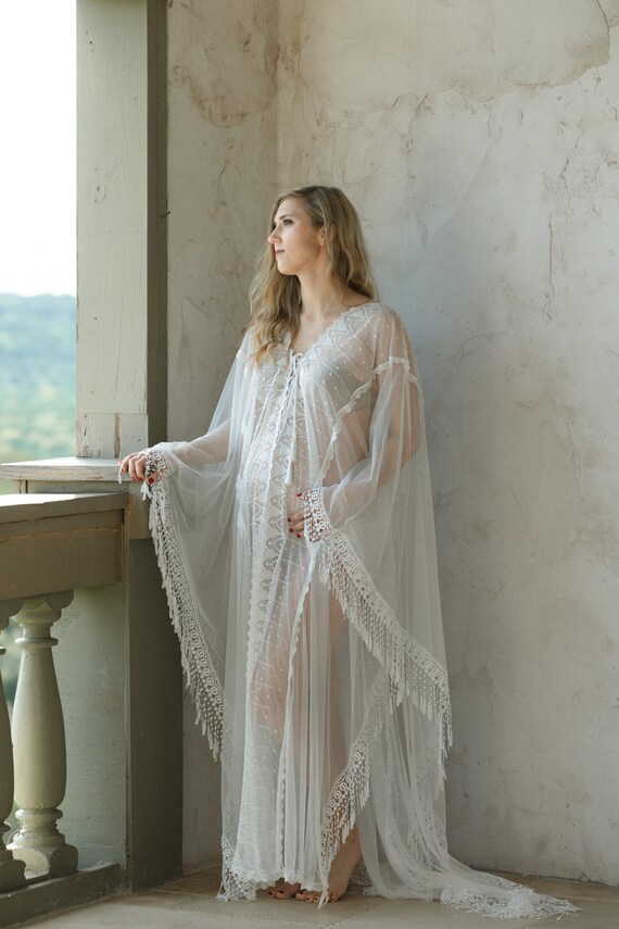 white lace caftan