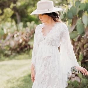 BOHO WEDDING DRESS, "The Dakota" wedding gown, Lace beach wedding dress, Elopement Bridal Gown, Elopement dress, Lace maternity dress,