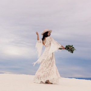 BOHO WEDDING DRESS, "The Dakota" wedding gown, Lace beach wedding dress, Elopement Bridal Gown, Elopement dress, Lace maternity dress,