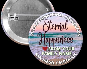2026 Convention Pinback Button: San Diego Beach Theme, Personalized JW Gift