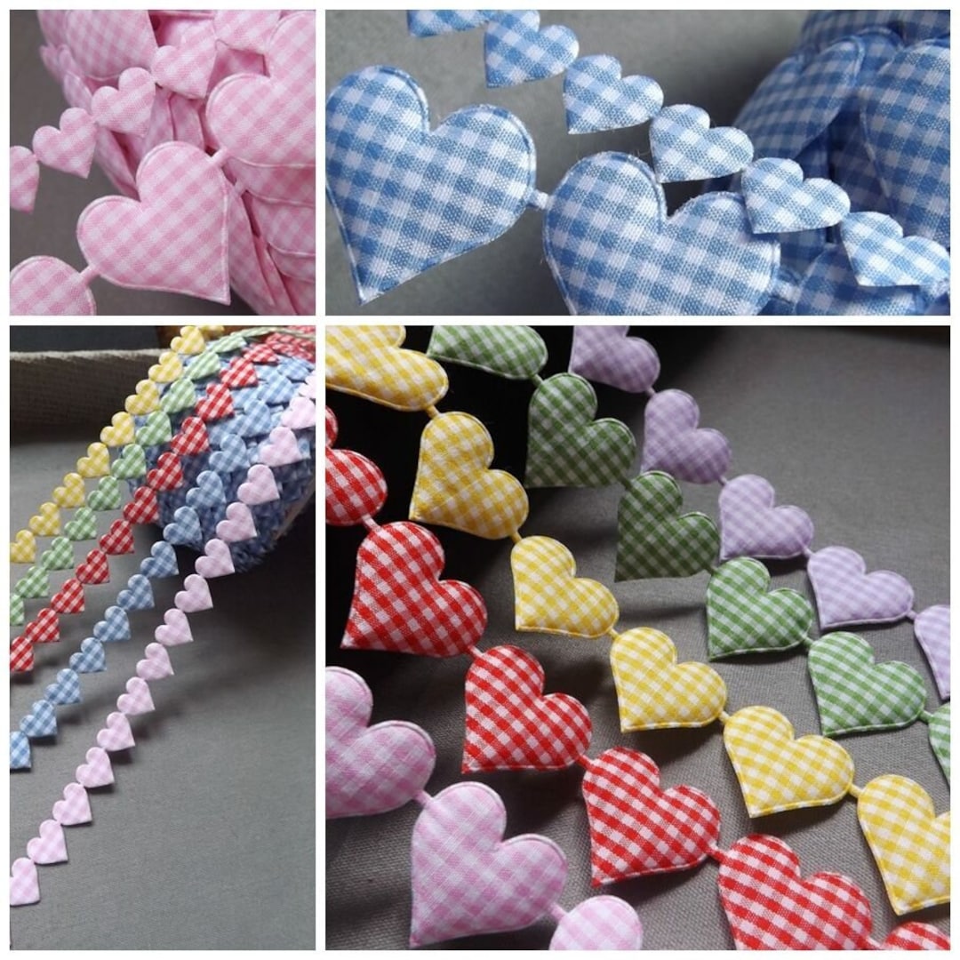 Cotton Gingham Fabric Trim Lace Ribbon Love Rustic Sewing